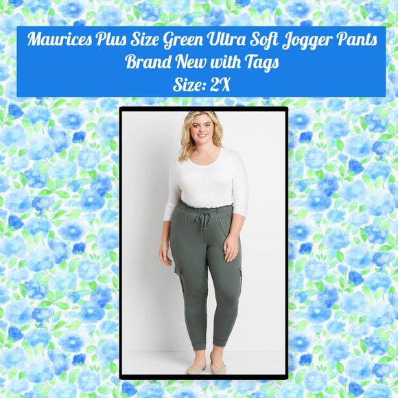 Maurices Plus Size Green Ultra Soft Jogger Pants 2X - Picture 1 of 9